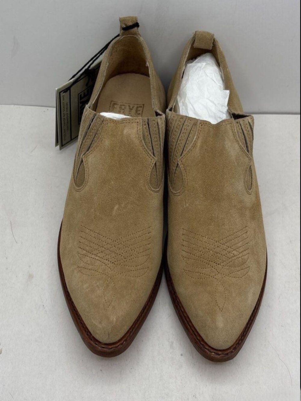 Frye Billy suede western shooties, Tan Size 10 new